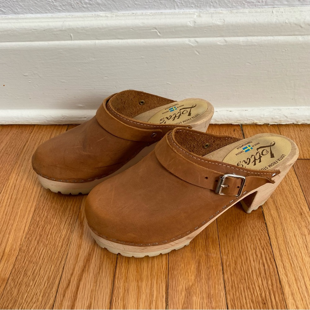 Lotta from Stockholm High Heel Clogs Tractor Sole Brown Oiled Nubuck
